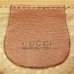 مملوكة مسبقًا Gucci Brown Calf Leather Bamboo Drawstring Backpack