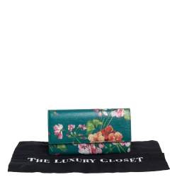 Gucci Multicolor Floral Print Leather Flap Continental Wallet