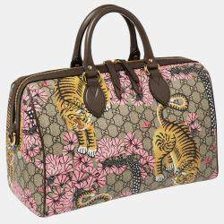 Gucci Multicolor Bengal Tiger GG Supreme Canvas and Leather Medium Boston Bag