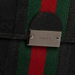 Gucci Black GG Canvas and Leather Trim Web Compact Wallet