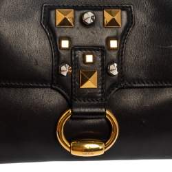 Pre Owned Gucci Black Leather Studded Clutch