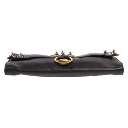Pre Owned Gucci Black Leather Studded Clutch