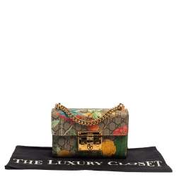 Pre Owned Gucci Multicolor Tian GG Supreme Canvas and  Leather Small Padlock Shoulder Bag