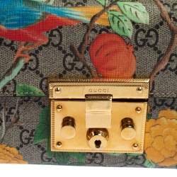 Pre Owned Gucci Multicolor Tian GG Supreme Canvas and  Leather Small Padlock Shoulder Bag