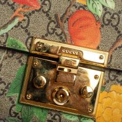 Pre Owned Gucci Multicolor Tian GG Supreme Canvas and  Leather Small Padlock Shoulder Bag