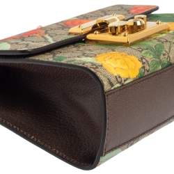 Pre Owned Gucci Multicolor Tian GG Supreme Canvas and  Leather Small Padlock Shoulder Bag