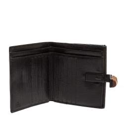 Gucci Black GG Canvas and Leather Bamboo Bar Compact Wallet