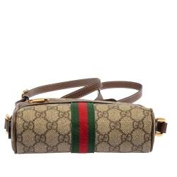 Pre Owned Gucci Beige/Ebony GG Supreme Canvas and Leather Mini Ophidia Crossbody Bag