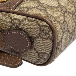 Pre Owned Gucci Beige/Ebony GG Supreme Canvas and Leather Mini Ophidia Crossbody Bag