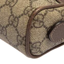 Pre Owned Gucci Beige/Ebony GG Supreme Canvas and Leather Mini Ophidia Crossbody Bag
