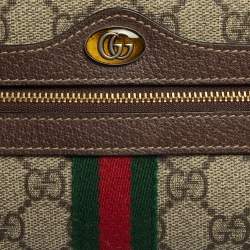 Pre Owned Gucci Beige/Ebony GG Supreme Canvas and Leather Mini Ophidia Crossbody Bag