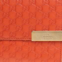 Pre Owned  محفظة غوتشي كونتيننتال جلد مايكروغوتشيسيما برتقالي