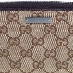 مملوكة مسبقًا محفظة غوتشي جلد وكانفاس جي جي عاجي/بيج بسحاب محيط