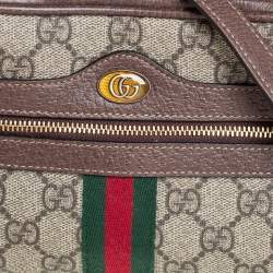 Pre Owned Gucci Beige/Ebony GG Supreme Canvas and Leather Mini Ophidia Crossbody Bag