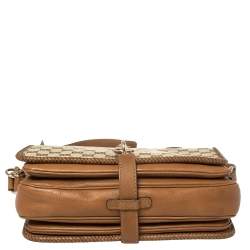 Pre Owned Gucci Beige/Brown GG Canvas and Leather Medium Marrakech Tassel Messenger Bag