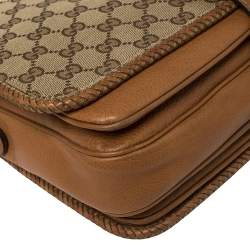 Pre Owned Gucci Beige/Brown GG Canvas and Leather Medium Marrakech Tassel Messenger Bag