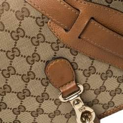 Pre Owned Gucci Beige/Brown GG Canvas and Leather Medium Marrakech Tassel Messenger Bag