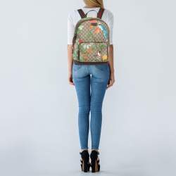 Pre Owned Gucci Multicolor GG Supreme Tian Print Canvas and Leather Backpack