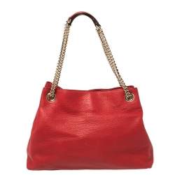 Pre Owned Gucci Red Leather Medium Soho Tote