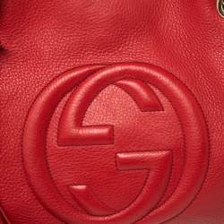 Pre Owned Gucci Red Leather Medium Soho Tote