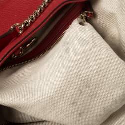 Pre Owned Gucci Red Leather Medium Soho Tote