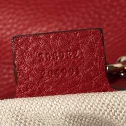Pre Owned Gucci Red Leather Medium Soho Tote