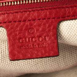 Pre Owned Gucci Red Leather Medium Soho Tote