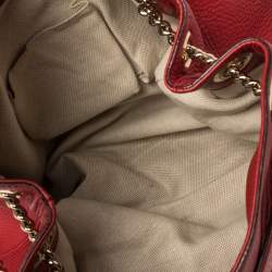 Pre Owned Gucci Red Leather Medium Soho Tote