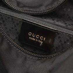 Gucci Black Canvas Bamboo Shoulder Bag