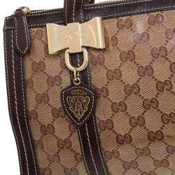 Gucci Ebony/Beige GG Crystal Canvas and Leather Duchessa Tote