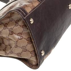 Gucci Ebony/Beige GG Crystal Canvas and Leather Duchessa Tote