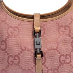 مملوكة مسبقًا Gucci Pink GG Canvas and Leather Trim Jackie Shoulder Bag