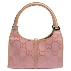 مملوكة مسبقًا Gucci Pink GG Canvas and Leather Trim Jackie Shoulder Bag