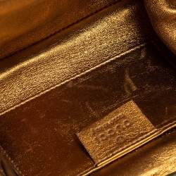 Pre Owned حقيبة غوتشى إطار صغير خرز جى جى ذهبى ميتالك 