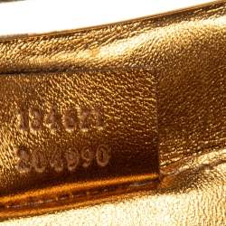 Pre Owned حقيبة غوتشى إطار صغير خرز جى جى ذهبى ميتالك 