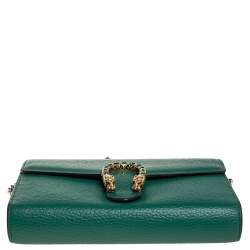 مملوكة مسبقًا محفظة بسلسلة غوتشى دينسيوس جلد خضراء