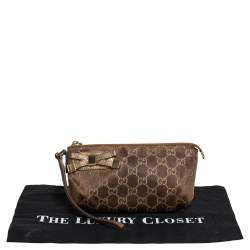 مملوكة مسبقًا Gucci Brown GG Nylon and Leather Princy Wristlet Clutch
