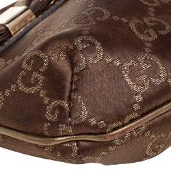 مملوكة مسبقًا Gucci Brown GG Nylon and Leather Princy Wristlet Clutch