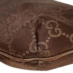 مملوكة مسبقًا Gucci Brown GG Nylon and Leather Princy Wristlet Clutch