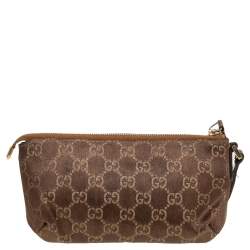 مملوكة مسبقًا Gucci Brown GG Nylon and Leather Princy Wristlet Clutch