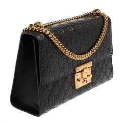 Pre Owned حقيبة كتف غوتشي بقفل جلد بنقوش غوتشيسيما أخضر متوسطة