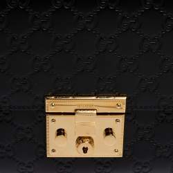 Pre Owned حقيبة كتف غوتشي بقفل جلد بنقوش غوتشيسيما أخضر متوسطة