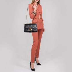 Pre Owned حقيبة كتف غوتشي بقفل جلد بنقوش غوتشيسيما أخضر متوسطة