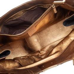 مملوكة مسبقًا حقيبة ساتشل غوتشي جلد وسويدي أسود / ذهبي ميتاليك