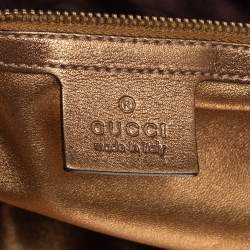 مملوكة مسبقًا حقيبة ساتشل غوتشي جلد وسويدي أسود / ذهبي ميتاليك