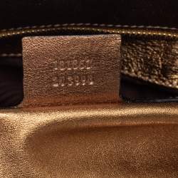 مملوكة مسبقًا حقيبة ساتشل غوتشي جلد وسويدي أسود / ذهبي ميتاليك