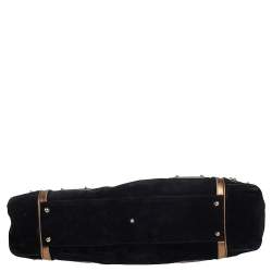 مملوكة مسبقًا حقيبة ساتشل غوتشي جلد وسويدي أسود / ذهبي ميتاليك