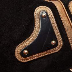 مملوكة مسبقًا حقيبة ساتشل غوتشي جلد وسويدي أسود / ذهبي ميتاليك