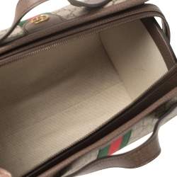 Pre Owned Gucci Beige/Ebony GG Supreme Canvas and Leather Ophidia Boston Bag