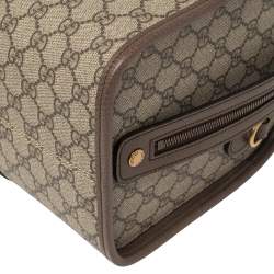 Pre Owned Gucci Beige/Ebony GG Supreme Canvas and Leather Ophidia Boston Bag